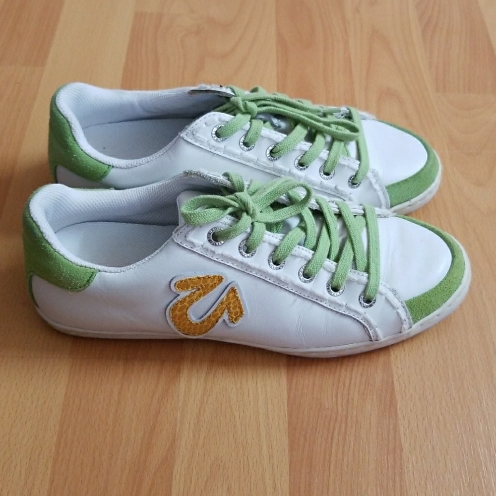 White, green, yellow true religion shoes